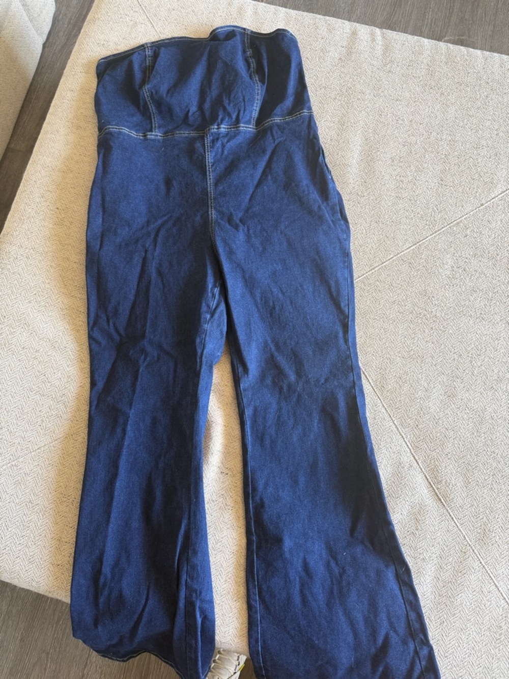 SHEIN Dark Blue Strapless Boot Cut Jumpsuit